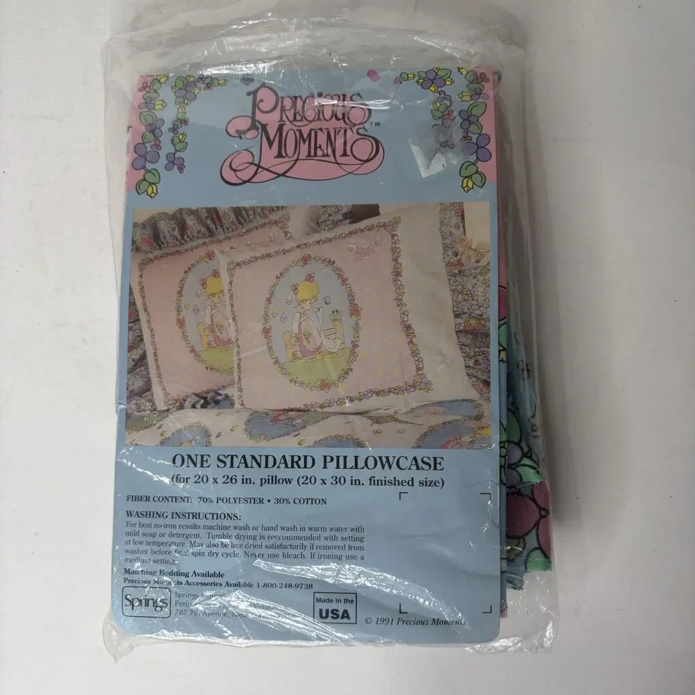 Vintage Precious Moments Pillow Case Goose Springmaid Ruffle Standard NEW